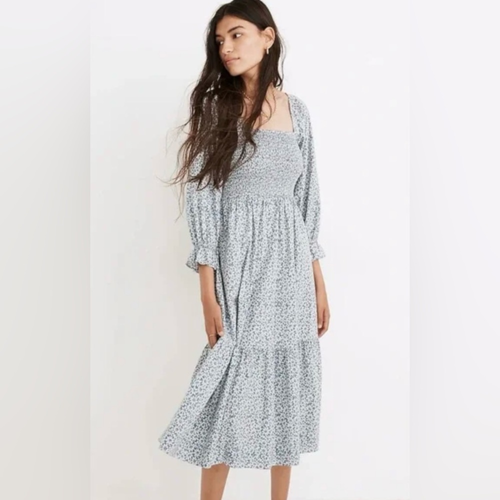 Madewell puff sleeve midi dress